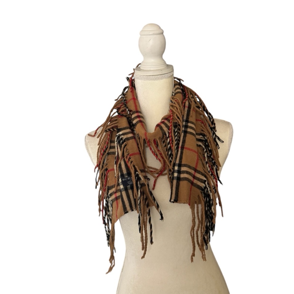 Burberry Tan and Black Checkered Scarf